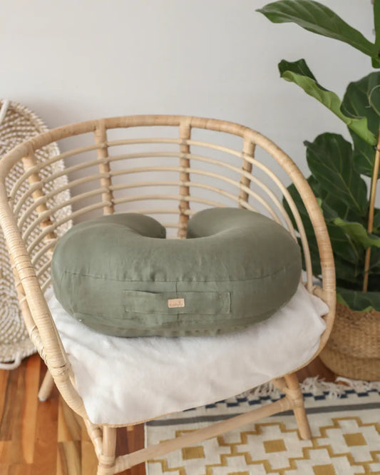 Almofada de amamentação bebé e mamã em linho verde