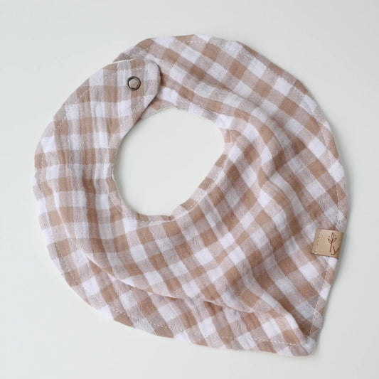 Plaid muslin scarf bibs