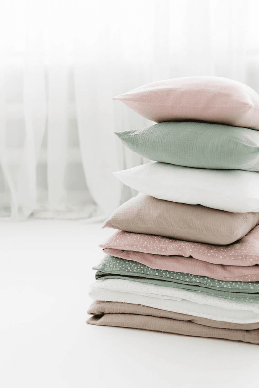 Capa de edredon para berço bege branco rosa verde dots