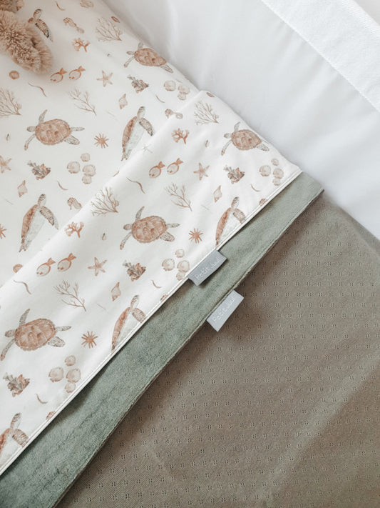 Conjunto de lençóis de bebé para berço em algodão motivo oceano