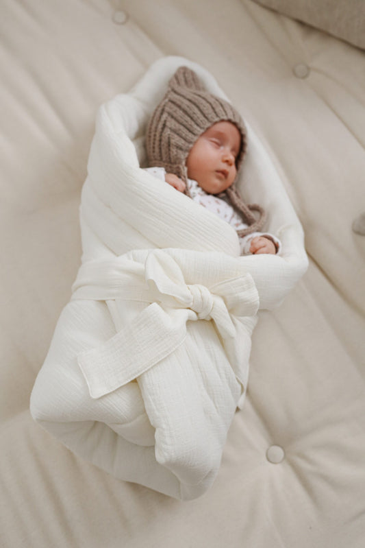 Milky white muslin baby wrap