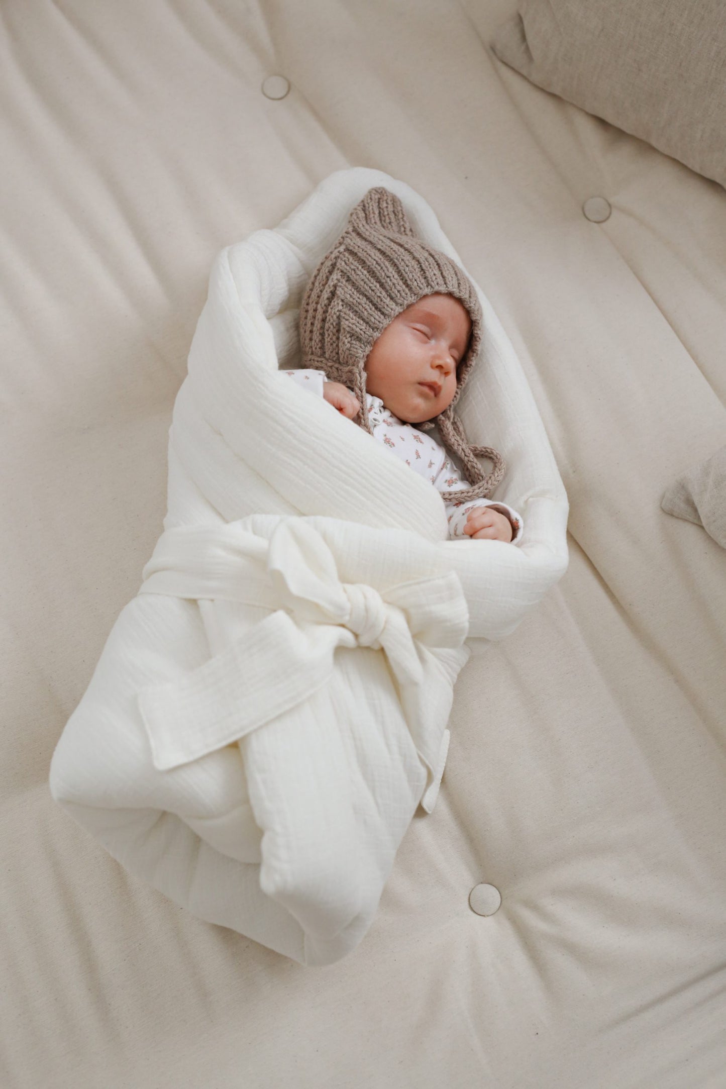 Milky white muslin baby wrap