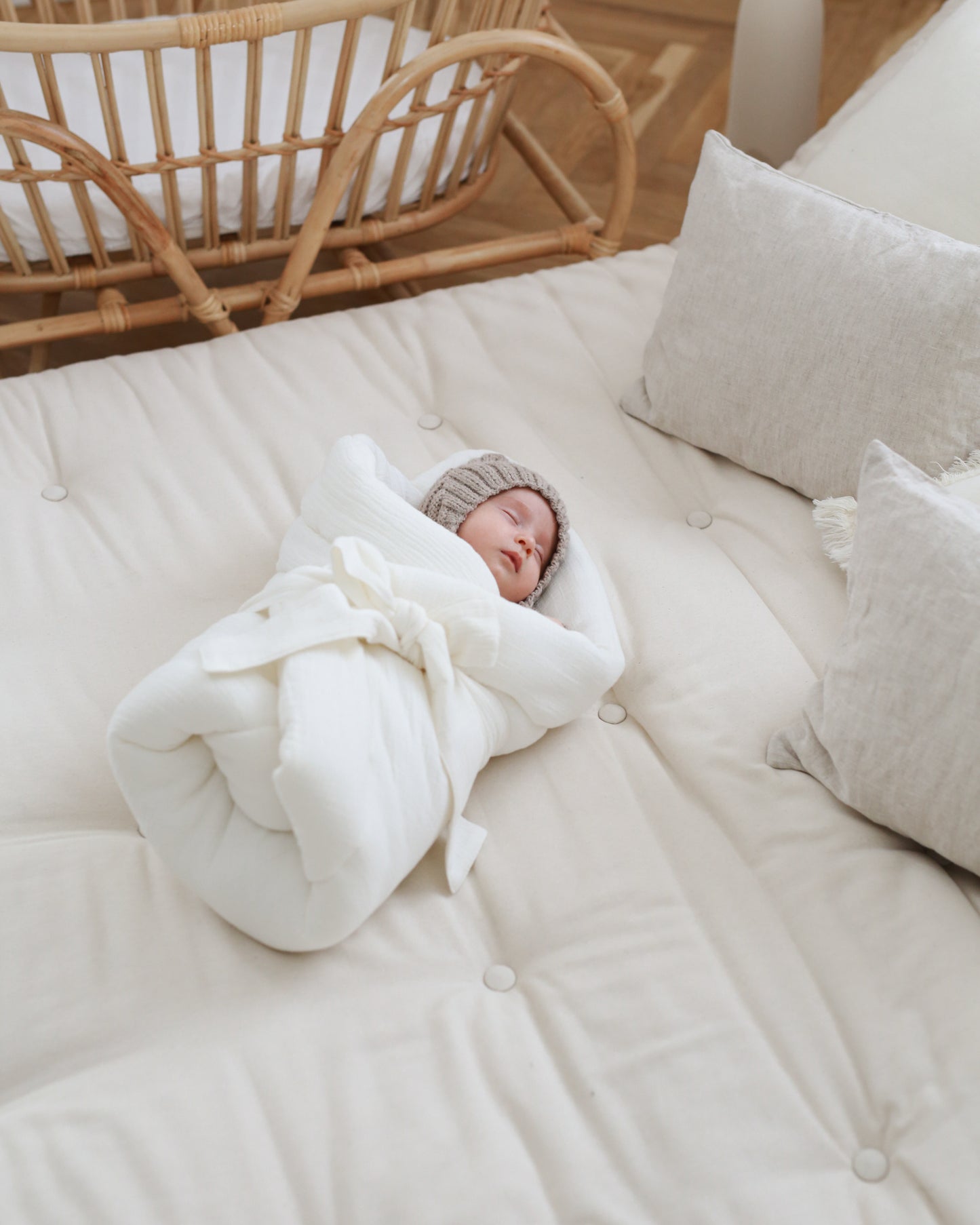 Milky white muslin baby wrap