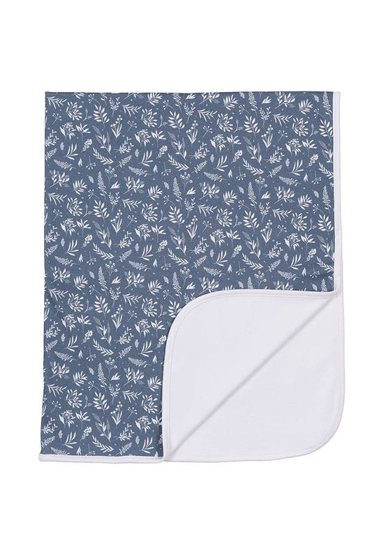 Manta de bebé em algodão leve azul raminhos brancos