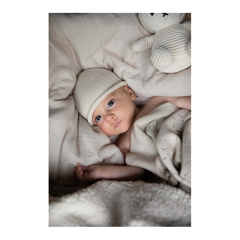 Manta de bebé em algodão em malha creme ou bege claro, branco marfim, ideal desde o nascimento.