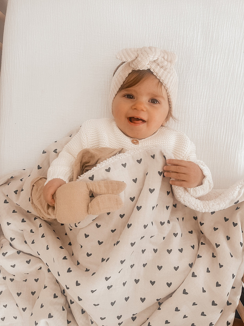 Beige Hearts Blanket