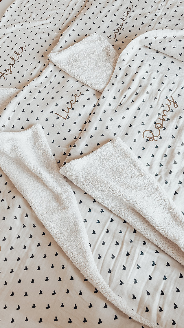Beige Hearts Blanket
