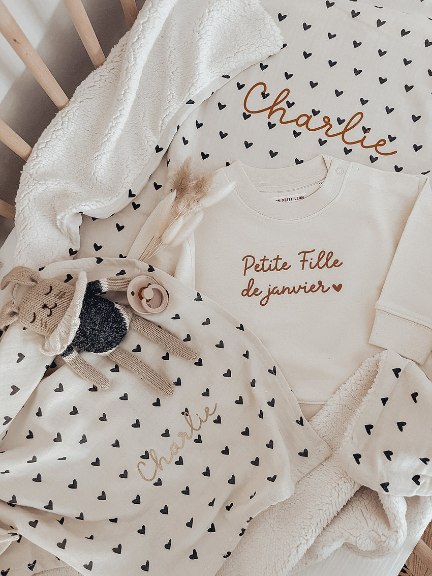 Beige Hearts Blanket