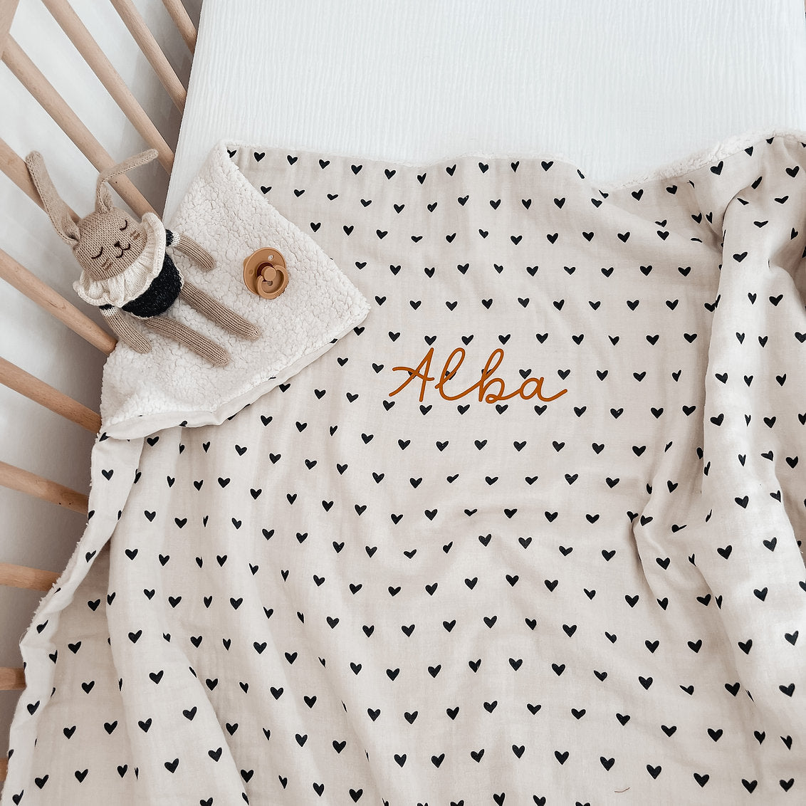 Beige Hearts Blanket