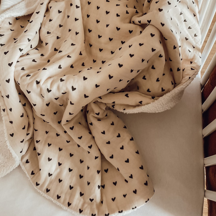 Beige Hearts Blanket