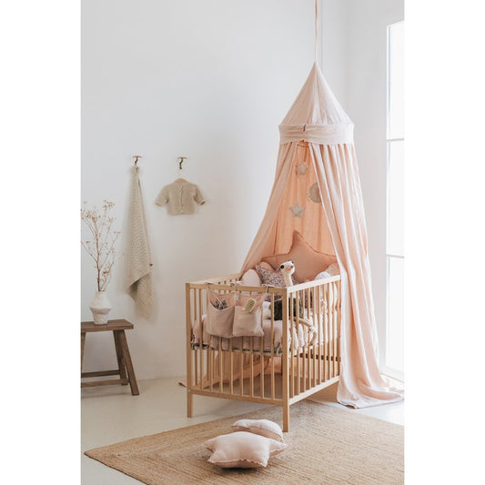 Baby crib organizer muslin nude powder