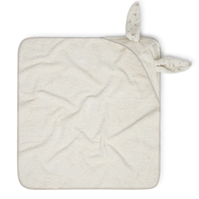 Toalha de banho para bebé com capuz, com toque suave, ideal para envolver o bebé após o banho, com orelhas de coelhinho com detalhe floral.