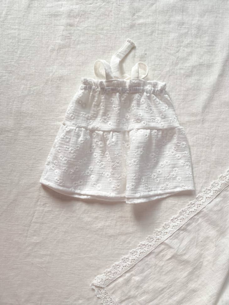 Vestido bebe muselina blanca bordada (-60%)