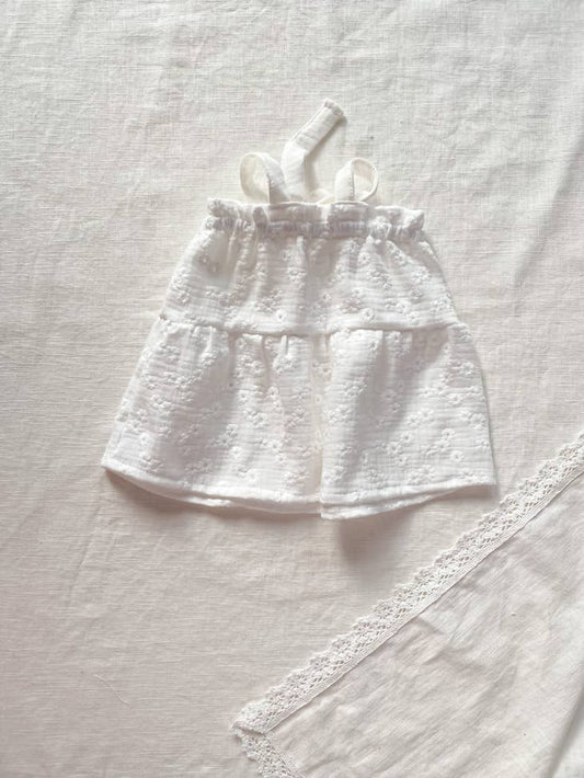 Vestido de Bebé en Muselina Bordado Blanco