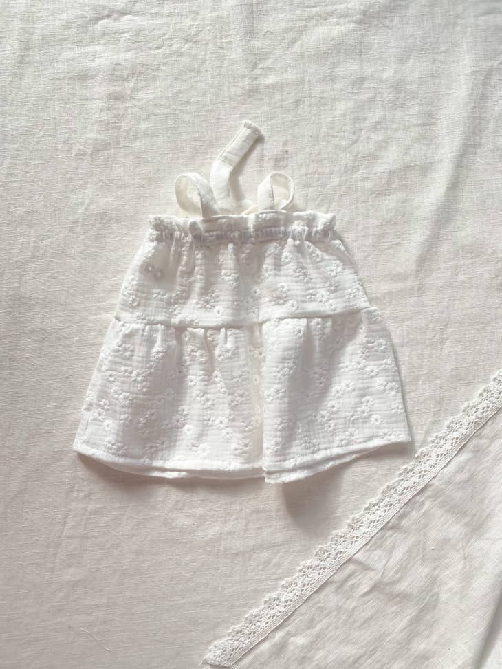 Vestido bebe muselina blanca bordada (-60%)