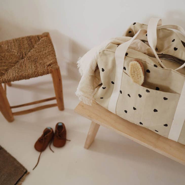 Bolso de maternidad con corazones beige (-20%)
