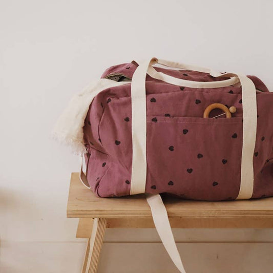 Dark Pink Hearts Maternity Bag