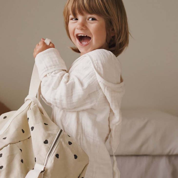 Bolso de maternidad con corazones beige (-20%)