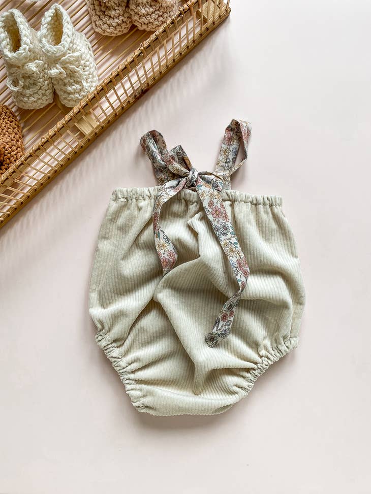 Baby Girl Romper Corduroy Cream and floral blush (-50%)