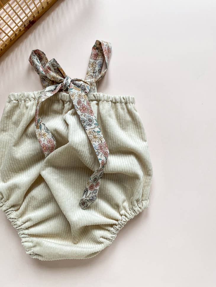 Baby Girl Romper Corduroy Cream and floral blush (-50%)