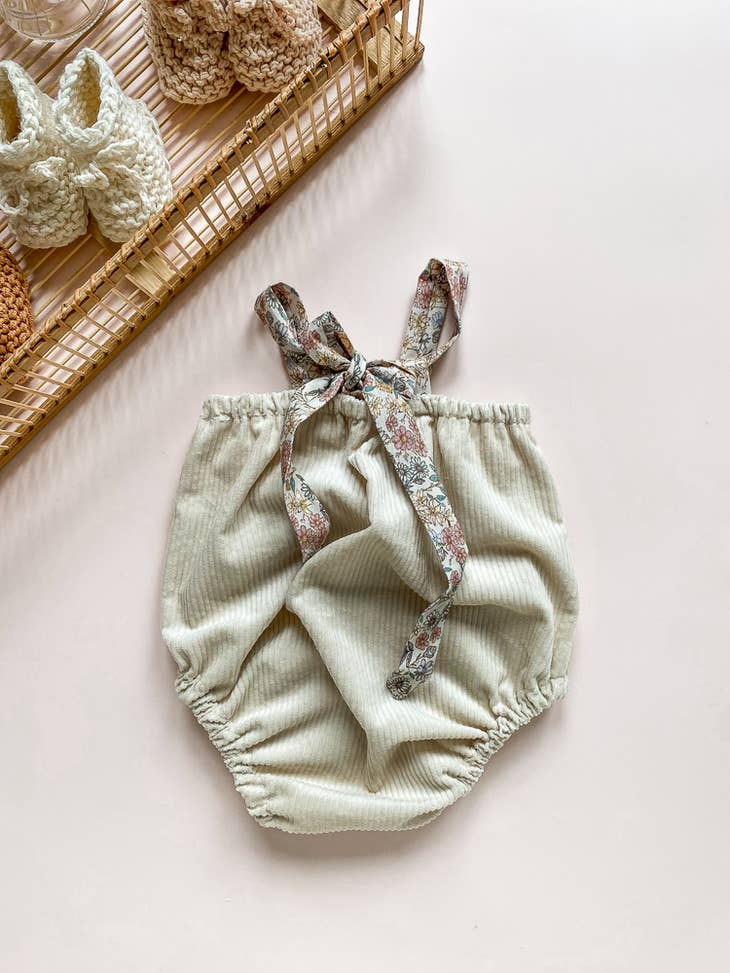 Baby Girl Romper Corduroy Cream and floral blush (-50%)