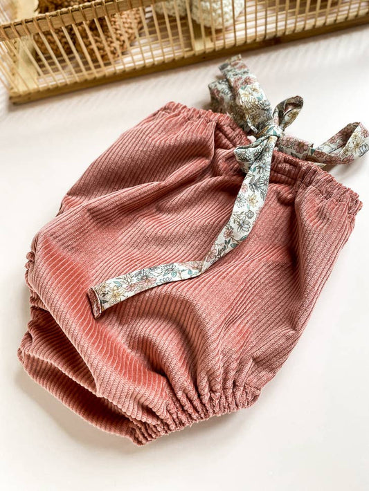 Baby Romper Pink Corduroy and Floral Blush (-50%)