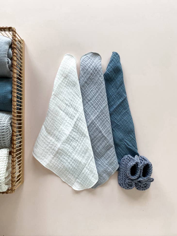 Blue muslin diapers
