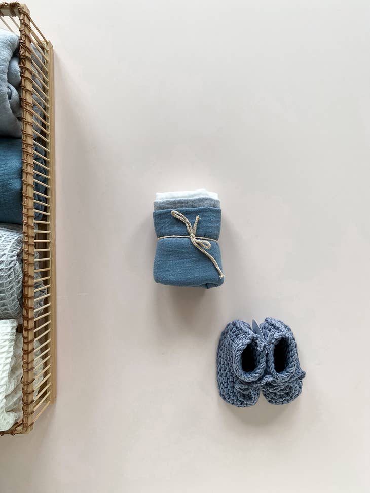 Blue muslin diapers