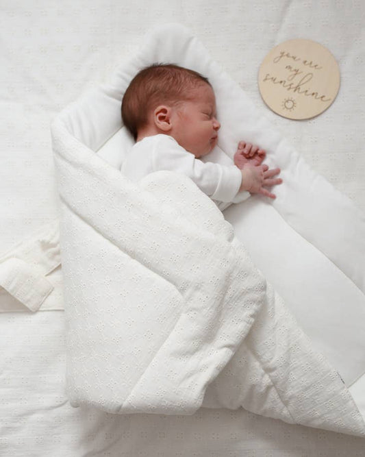 Embroidered baby wrap white (back in stock!)