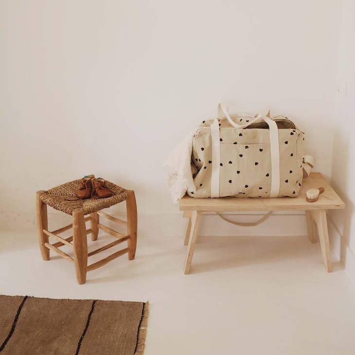 Bolso de maternidad con corazones beige (-20%)