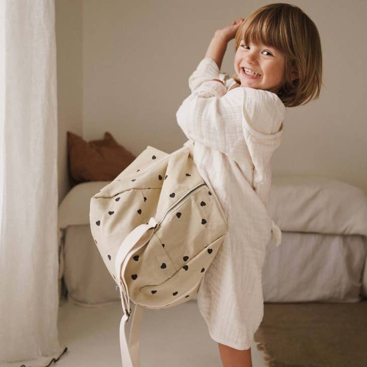 Bolso de maternidad con corazones beige (-20%)