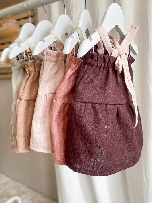 Linen baby dress with ribbon (-50%)