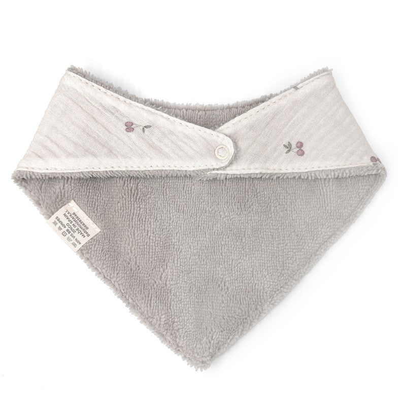 Babete bandana para bebé em algodão e bambu absorvente com padrão cherries