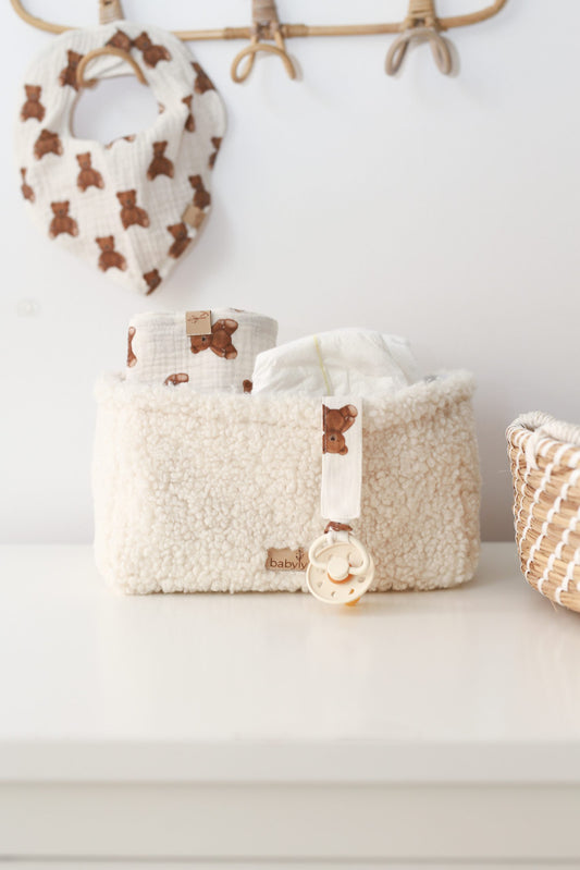 Teddy cream baby organizer basket 