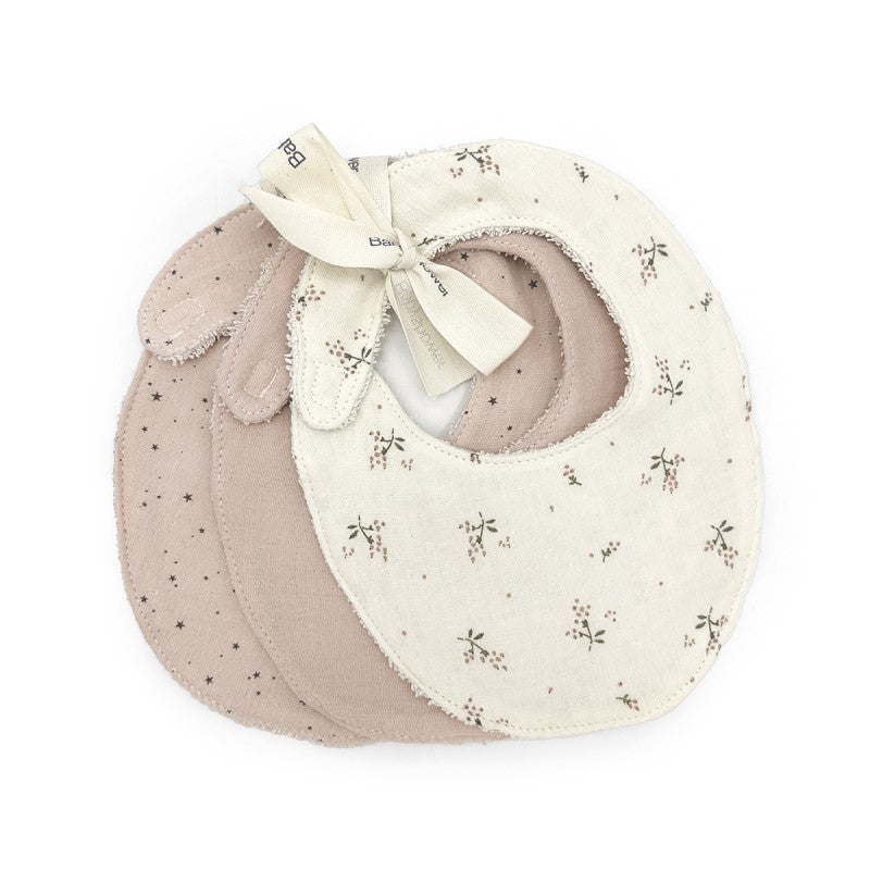 onjunto de 3 babetes para bebé em algodão absorvente com padrão roseberry