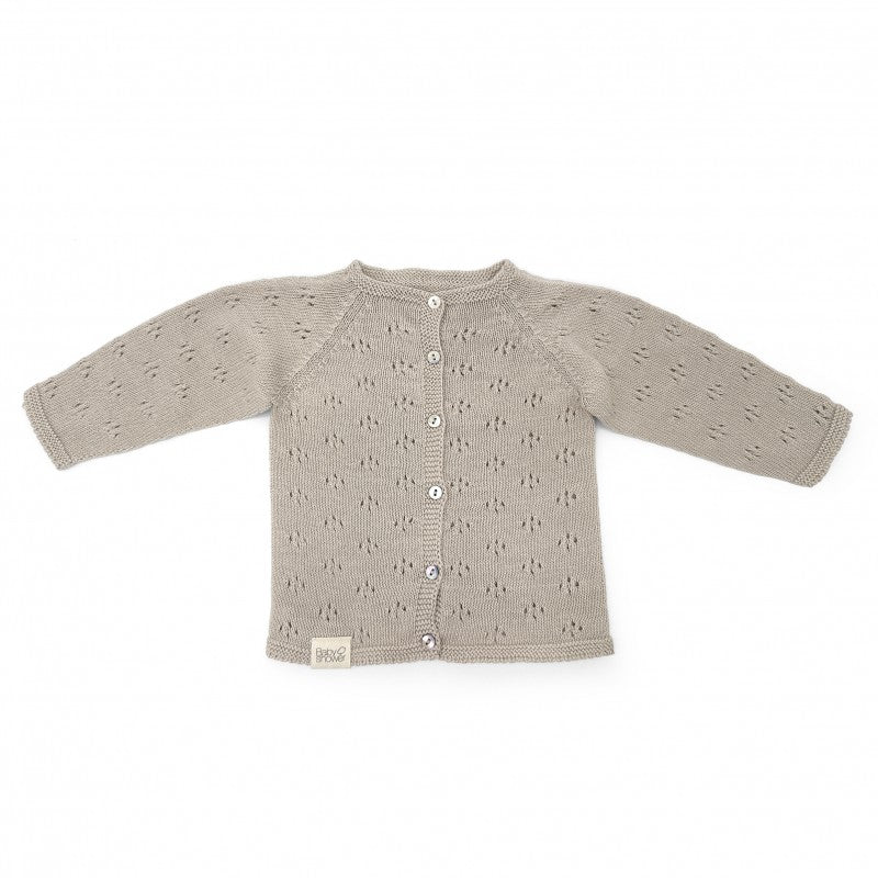 Casaco em tricot beige do conjunto recém-nascido capri