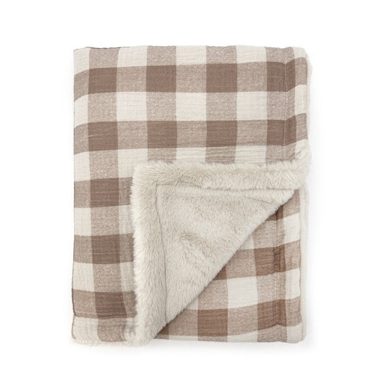 Vichy caramel fleece blanket
