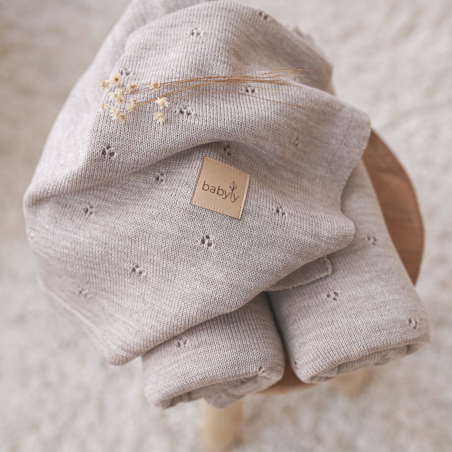 Beige Melange Merino Wool Blanket