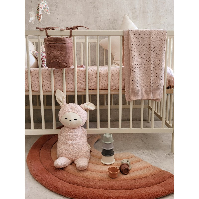 Mantinha de bebé em tricot rosa nude