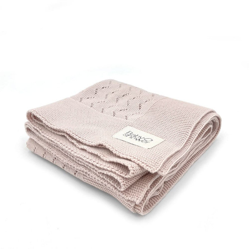 Mantinha de bebé em tricot rosa nude