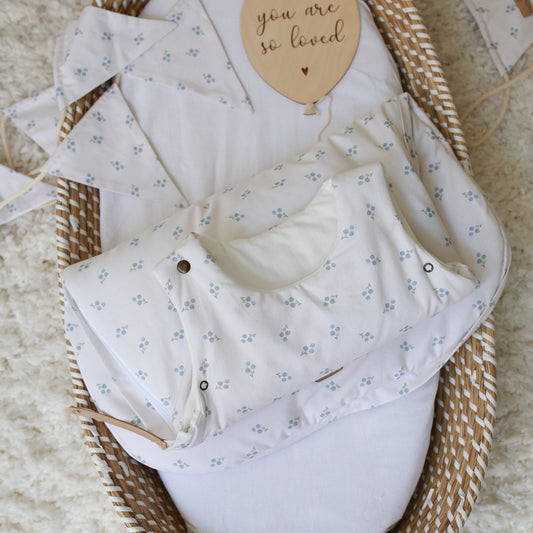 White blue berries baby sleeping bag in muslin
