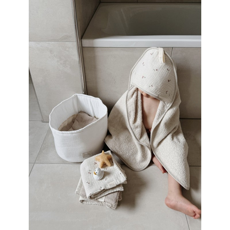 Toalha de banho para bebé em algodão com capuz, suave e absorvente com padrão cherries