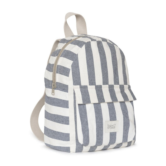 Mini mochila toddler bebé algodão orgânico GOTS Babyshower — padrão navy jean