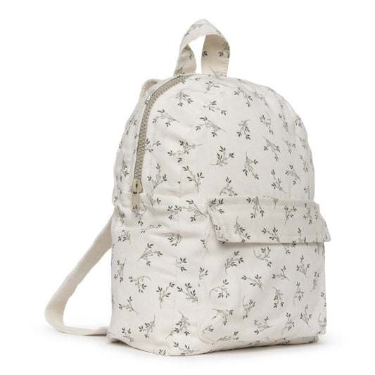 Mini mochila toddler bebé algodão orgânico Babyshower — padrão olive bloom
