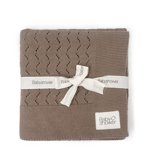 Mantinha bebé tricot algodão Babyshower Caramel Glacé — 75×75 cm