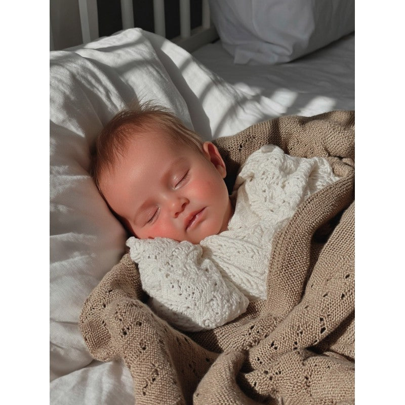 Mantinha de Bebé em Tricot Algodão — Caramel Glacé