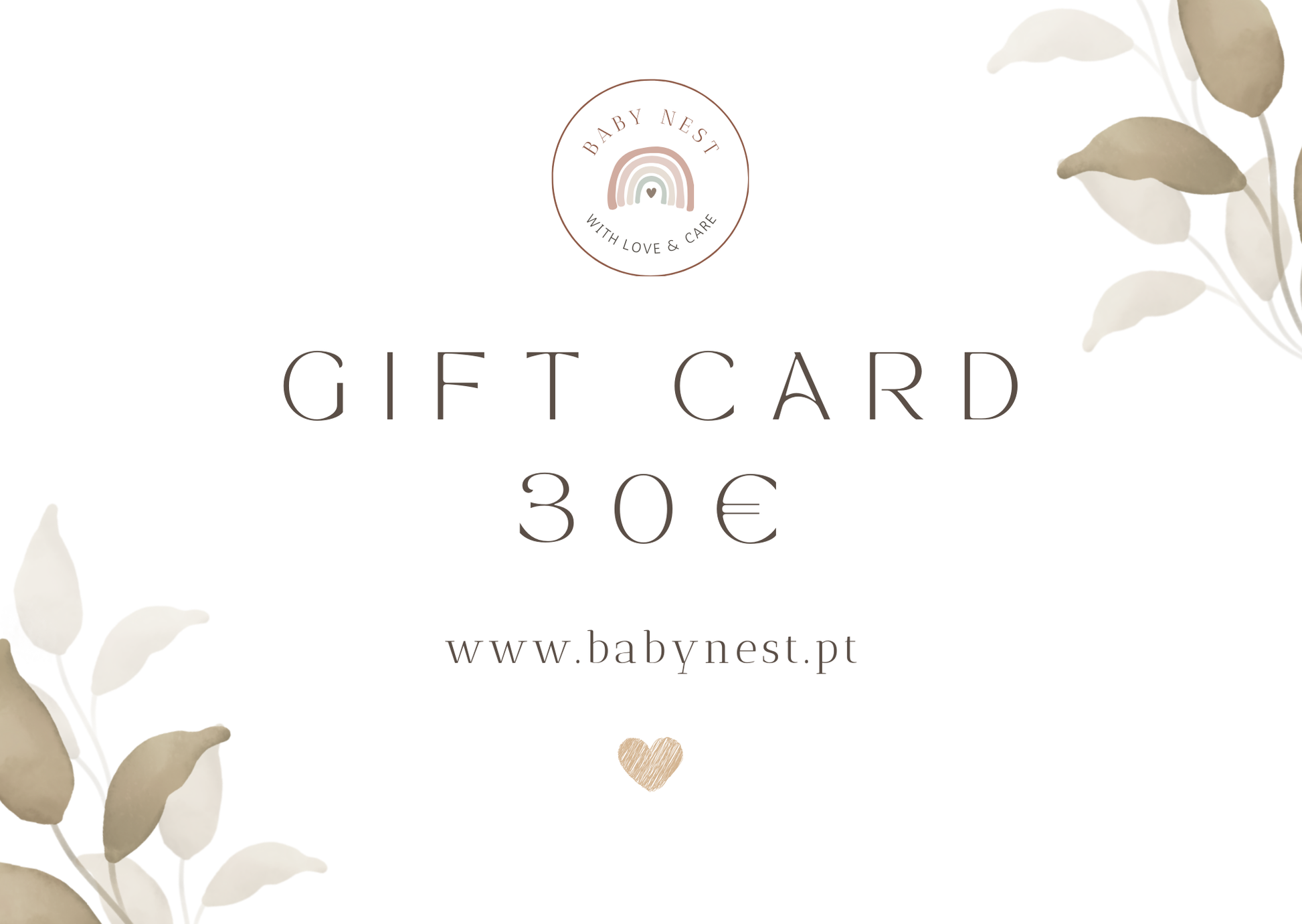 Voucher presente bebé Baby Nest ideal para oferecer.
