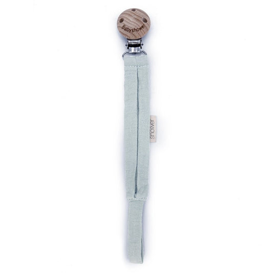 Prende-chucha mola de madeira e musselina Babyshower Mint Breeze