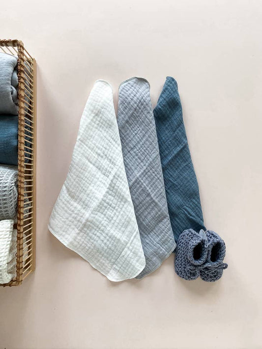 Fraldinhas de musselina Azul